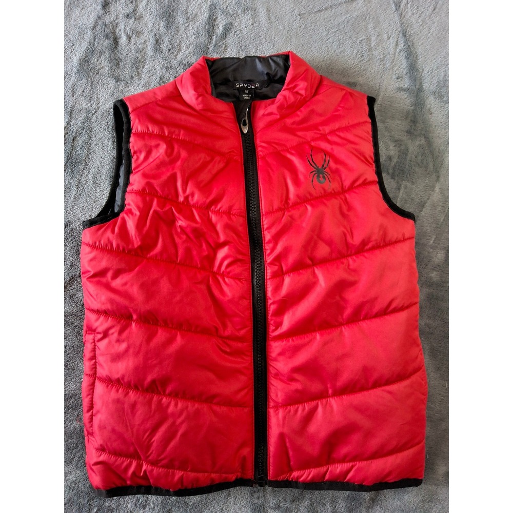 Spyder Kids Red Puffer Vest Sz 4T Full Zip Quilted Sleeveless Jacket 27SPFGI05J